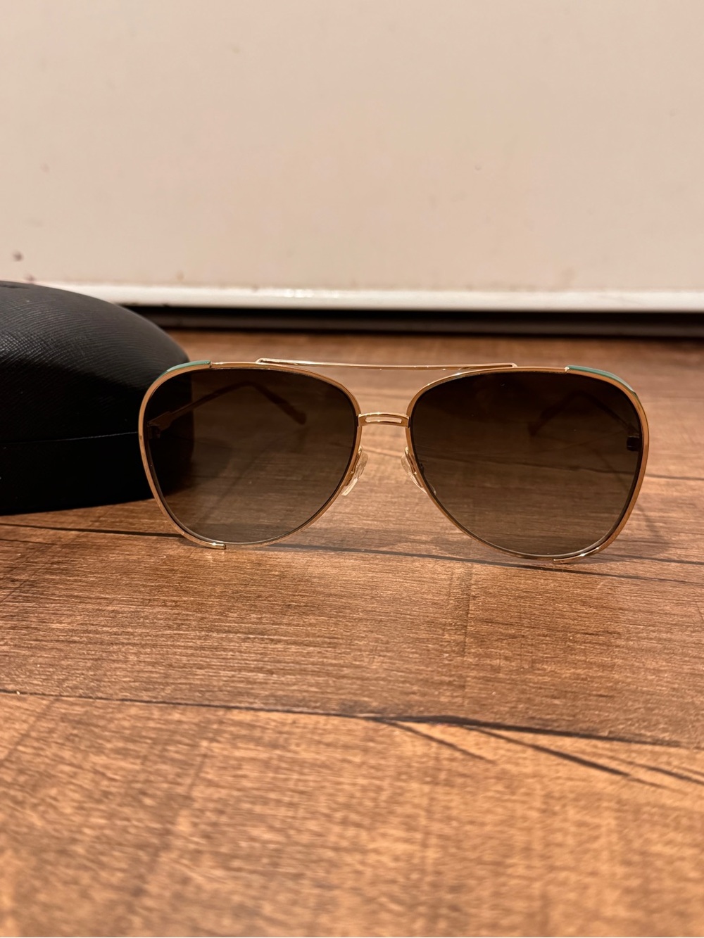 Salvatore Ferragamo Gold Frame Sunglasses with Brown Lenses